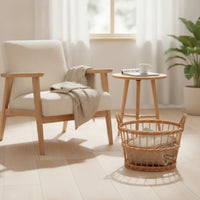 Natural Handwoven Willow Basket Rustic Wicker Storage Basket Cylindrical Lightweight for Laundry, Living Room, Bedroom