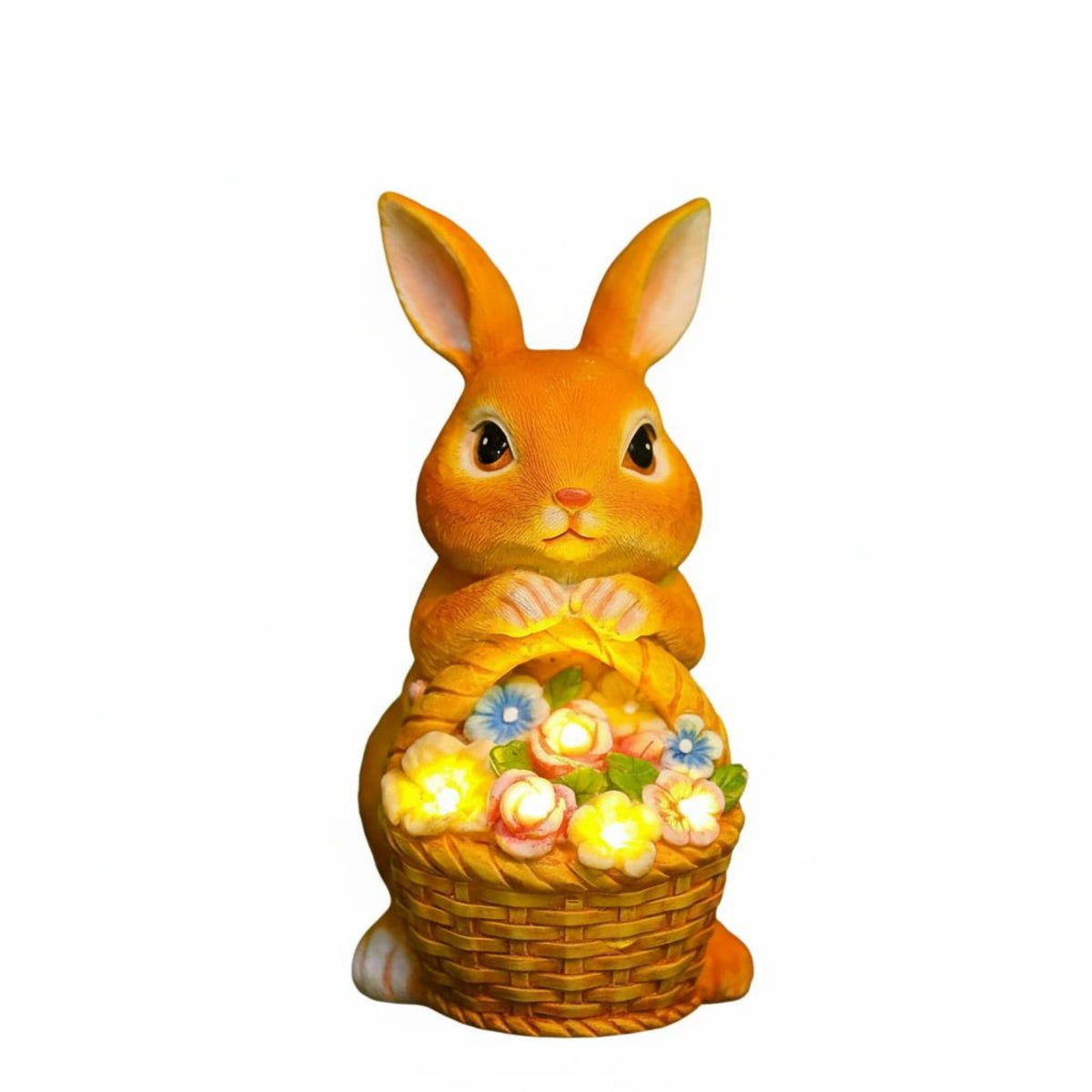 Automatic On/deactivate Solar Rabbit Garden Light Waterproof Bunny Figurine with Light-up Basket Weather-Resistant for Patio, Yard, Pathway