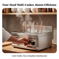 Electric Countertop Pasta Cooker Multifunctional Cooking Commercial Noodle Boiling Machine High Efficiency Multi-Basket Pasta Boiler for Chefs, Hotel