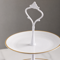 3 Tier Serving Stand, Ceramic & Metal Cupcake Stand, Buffet Risers for Party Entertaining, Lace Round Plates