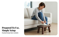 sturdy Wood Legs Upholstered Low Square Stool Multi-Purpose Upholstered Ottoman Soft Padded pad Footrest space-efficient Design for Homeowners, Adults, Children, Living Room, Entryway, Bedroom, Under Desk