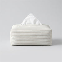 Tissue Box Cover for Modern Bathroom Decor, PU Leather Rectangular Shape Tissue Holder for Home Office, Ribbed Facial Tissue, Car Tissue Box