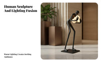Artistic Design Abstract Person Floor Lamp Stable Base Resin Art Ornament Humanoid Figure Statue for Interior Designers, Hotel Managers, Homeowners, Exhibition Hall, Showroom, Living Room