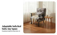 Reclining Function Convertible Armchair Space-Saving Design Pull-out Sleeper Armchair Adjustable Backrest Sofa Bed Easy Conversion for Apartment Dwellers, Not on Ice Workers, College Students, Bedroom, Balcony, Small Apartments