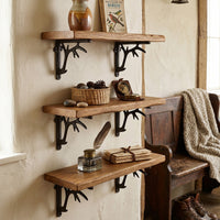 Vintage Cast Iron Antler Wall Shelf Bracket
