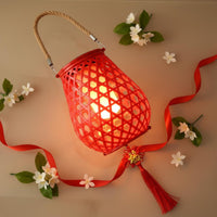 Solar Powered Woven Lantern Energy Saving Waterproof Patio Light for Wedding