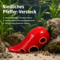 Aquarium Hideaway Chili, Glossy Chili Pepper Resin, Safe Cave for Freshwater & Saltwater Aquariums, Fish Hideaway Ornament