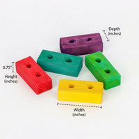 DIY Bird Toys Making Parts with Parrot Wood Blocks, Colorful Pre-Drilled Wooden Material for Enrichment, Macaws and African Grey Chewing Supplies