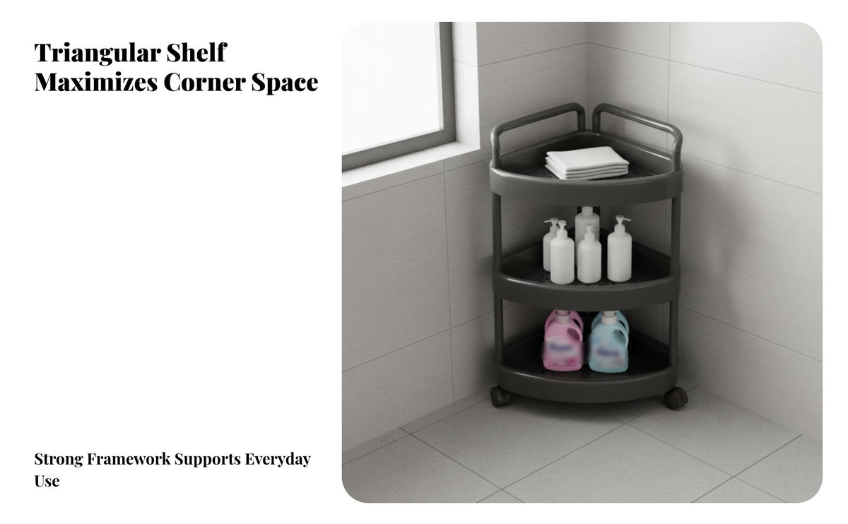 Multi-Tier Corner Shelf Space-Saving Floor Standing Organizer Large Capacity Utility Cart for Homeowners, Students, Washroom, Kitchen, Bedroom