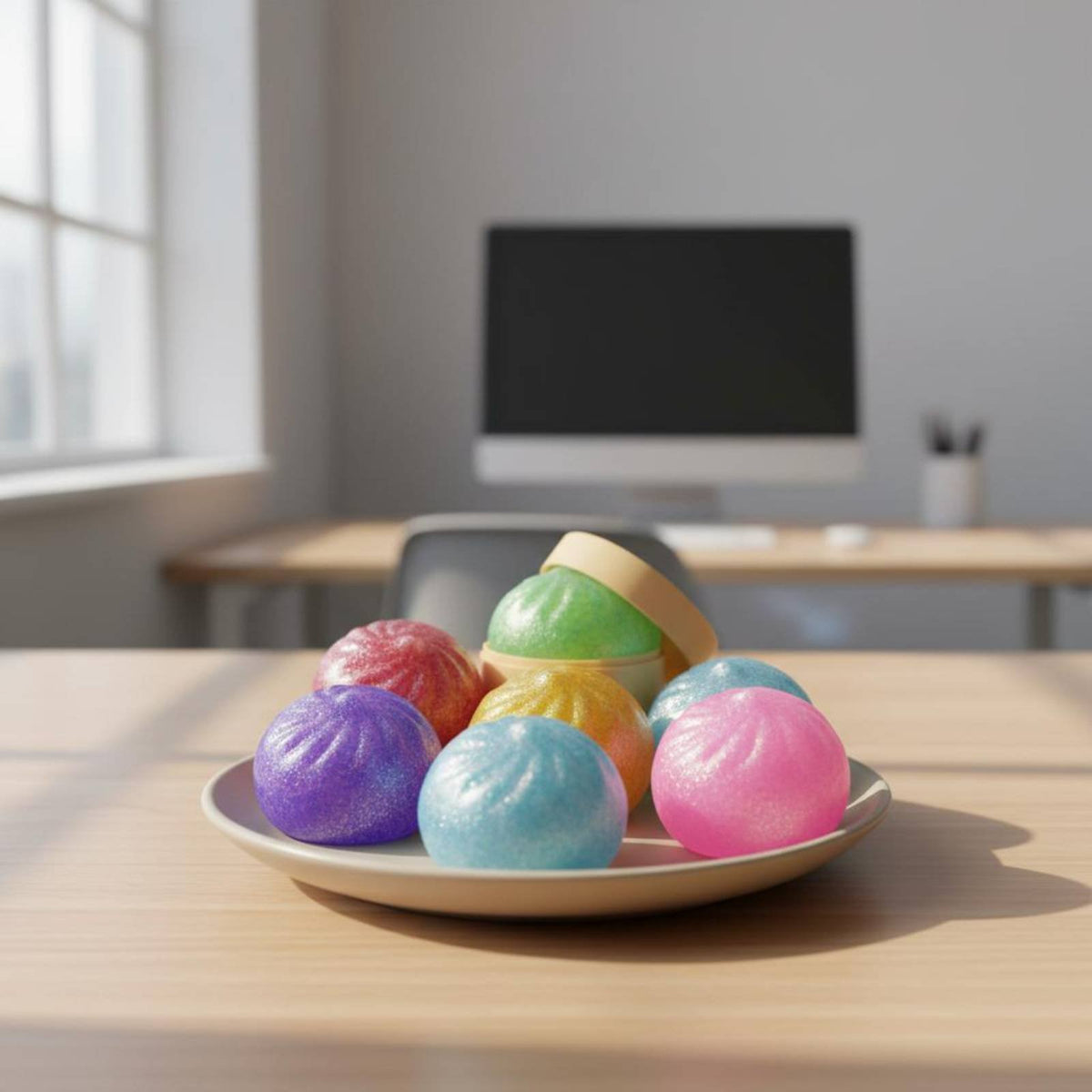 Sensory Stimulation Steamed Bun Squishy Soft Feel Baozi Press Toy Portable for Office, School