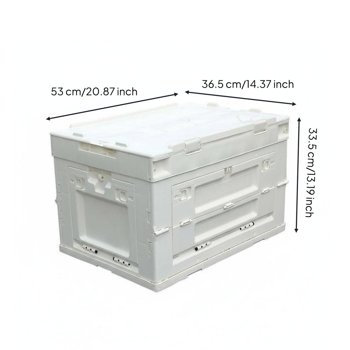Space Saving Collapsible Plastic Crate with Doors Industrial Design Foldable Storage Box with Lid Large Capacity Stackable Front Opening Storage Bin Install-No-Cost for Students, Outdoor, Dorm Room, Car Trunk, Camping