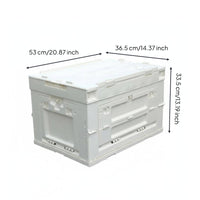 Space Saving Collapsible Plastic Crate with Doors Industrial Design Foldable Storage Box with Lid Large Capacity Stackable Front Opening Storage Bin Install-No-Cost for Students, Outdoor, Dorm Room, Car Trunk, Camping