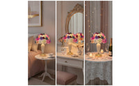Floral Lamp with Rose Petal Shade Pink Flower Dome Table Lamp Elegant Warm for Bedroom, Living Room