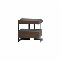 Walnut Color Finish C-Shaped Accent Table Minimalist aesthetic Nightstand Multi-Functional Household Furniture Sturdy Construction for Apartment Dwellers, Home Office Workers, Bedroom, Small Spaces, Living Room, Sofa Side