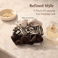 Satin Hair Scrunchies for Women Large Scrunchie Set, High Elastic Ponytail Holder for Girls, Leopard and Striped Pattern Styling Accessories