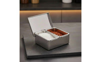 Stainless Steel Condiment Box With Lid Stainless Steel Condiment Station Rectangular Seasoning Holder Rust-Resistant