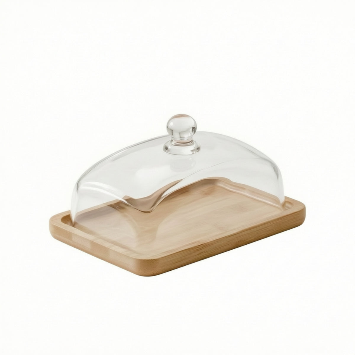 Serving Tray with Glass Lid Rectangular Tableware Wooden for Party, Brunch