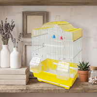Pet Bird Cage with Domed Top, Metal Avian Enclosure and Medium Size 28x20x38cm Indoor Budgie Parakeet Finch Canary Habitat, Secure Avian Cage