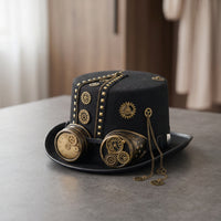 Steampunk Hat with Goggles Costume Top Hat with Goggles Masquerade Headwear for Cosplayers