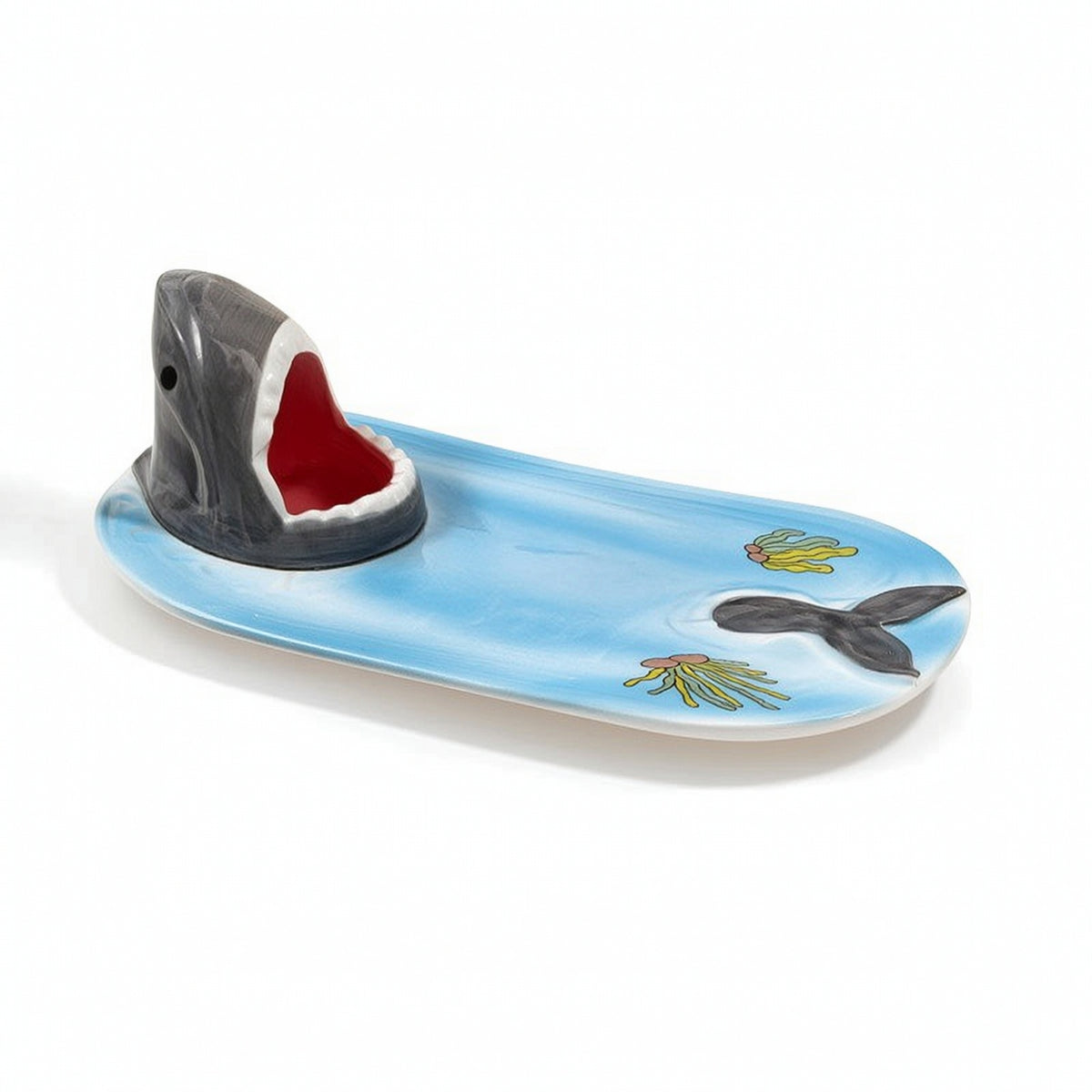 Japanese Style Ceramic Shark Plate for Dips and Sushi