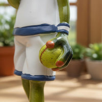2 Pieces Resin Frog Racket Sport Players Nordic Design Racket Sport Frog Figurines Romantic Great Gift Suggestion for Patio