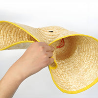 Breathable Wide Brim Straw Hat Lightweight Woven Sun Hat Adjustable Chin Strap Headwear for Farmers, Gardeners, Farming, Outdoor Work