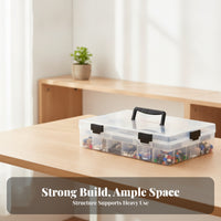 Clear Compartment Box Hinged Lid Organizer Compartmented