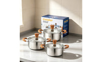 Stainless Steel Cookware Set Easy Cleaning Stainless Steel Pot Set Polished Stockpot with Lid for Students, Home Kitchen