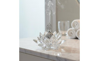 Silver Finish Crystal Lotus Incense Burner Decorative Glass Lotus Incense Holder Meditation Home Decor Spiritual Cleansing