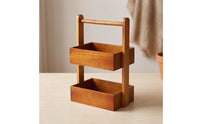 Desktop Organizer with Handle Compact Desk Organizer Shelf Space-Saving Two-Tier Storage Rack for Vanity, Washroom Counter