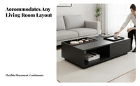 Nordic design Rectangular Coffee Table with Drawer Modern Minimalist Design Storage Coffee Table Wood Grain Finish Living Room Furniture Rounded Corners for Apartment Dwellers, Homeowners, Families, Lounge Area, Home