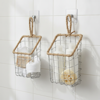 304 Stainless Steel Toothbrush Holder & Mouthwash Cup Organizer with Towel Basket, No-Drill Wall Mount