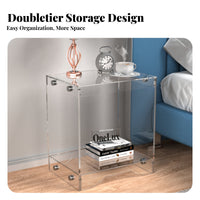 Transparent Clear C-Shaped Stand Minimalist Design Nightstand Space-Saving Side Table Multi-Functional for Modern Decor fans, Interior Designers, Showroom, Living Room, Small Spaces, Entryway