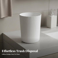 Round Striped Waste Bin Stylish Design Lidless Trash Can Easy to Clean Round Trash Can for Homeowners, Students, Washroom, Living Room, Under Desk