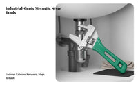 Short Handle Adjustable Spanner Heavy Duty Short Handle Plumbing Wrench Non-Slip Grip Wide Opening Lavatory Wrench for Plumbers, Tight Areas, Kitchen
