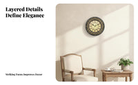 European-Style Vintage Wall Clock Ornate Round Wall Clock Openwork Frame Home Decor Cream-Colored Dial