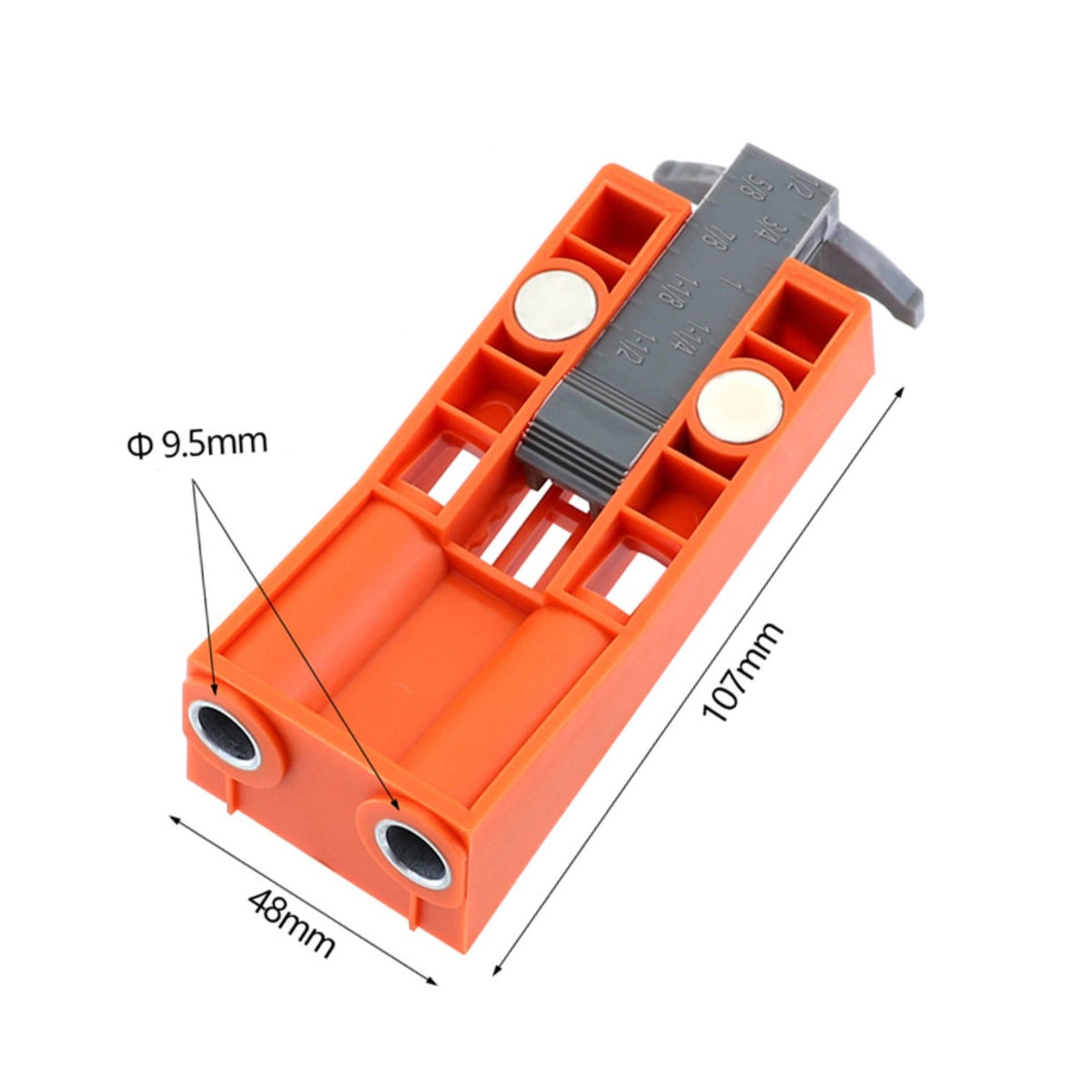 Base Pocket Hole Jig Adjustable Depth 9.5mm Pocket Screw Jig Wear-Resistant Metal Bushings Angled Hole Drill Guide 15 Degree Angle for Woodworkers