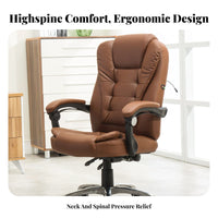 Height Adjustable High-Back Reclining Chair with Footrest Thick Padding Luxuriously Soft Reclining Chair with Footrest Padded Armrests Swivel Seat Ergonomic Design for Executives, Work-from-Home Workers, Students, Relaxing, Study Room, Gaming
