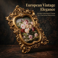 Picture Frame with Ornate Embossed Relief Design for Wall Hanging or Tabletop, Vintage Resin Home Decoration for Family Photos, Classic Display