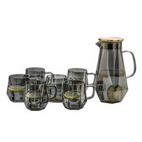 Light Luxury Design Glass Pitcher and Cup Set Large Capacity Faceted Design Glassware Set Heat & Cold Resistant for Families, Home Use
