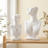 Resin Jewelry Mannequin Bust Sculpted Jewelry Display Bust Stable Necklace Display Stand Half-Body for Boutique Owners, Jewelers, Vanity
