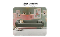 Compact Size 2-Seater Couch Modern Design Curved Back Settee Easy to Clean Loveseat High-Density Foam Cushion for Apartment Dwellers, Business Owners, Homeowners, Small Areas, Bedroom, Pale Ice, Reception Area