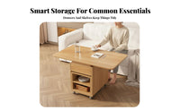 Drop-Flap Storage Cart Multi-Functional Living Room Furniture for Coffee Station