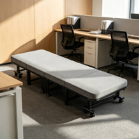 Foldable Rest Bed Upholstered Adjustable Head Cot Tubulars  Frame Rest Furniture for Office