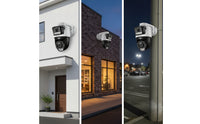 Two-Way Voice Outdoor Camera with Wall-Mount Bracket Waterproof Dual Lens Security Camera Power over Ethernet Wired for Yards