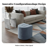 Italian Minimalist Aesthetic U-Shaped Vanity Stool Soft Padded Seat Accent Seating Creative Shape Ottoman Multi-Functional for Interior Designers, Homeowners, Adults, Living Room, Entryway, Bedroom, Cloakroom