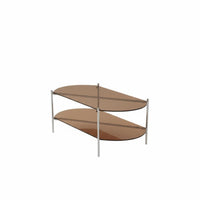 On casters 2-Tier Rolling Table Mobile Design Nightstand Space-Saving Household Furniture Multi-Functional for Apartment Dwellers, Homeowners, Students, Bedroom, Living Room, Small Spaces, Home Office