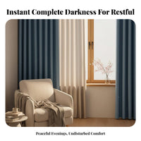 Japanese Design Solid Color Blackout Drape Sound Insulating Solid Color Blackout Panels Room Darkening Window Curtain Thermal Insulated for Light Sleepers, Overnight Workers Workers, Homeowners, Bedroom, Nursery
