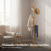 Multi-Hook Treedesign Coat Stand Stable Design Unobstructedstanding Coat Tree Easy Assembly Garment Rack Space-Saving for Apartment Dwellers, Homeowners, Office Workers, Entryway, Bedroom, Hallway, Living Room