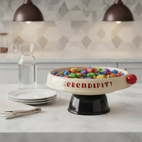 Pedestal Fruit Bowl Glossy Serving Item Printed Wordmark